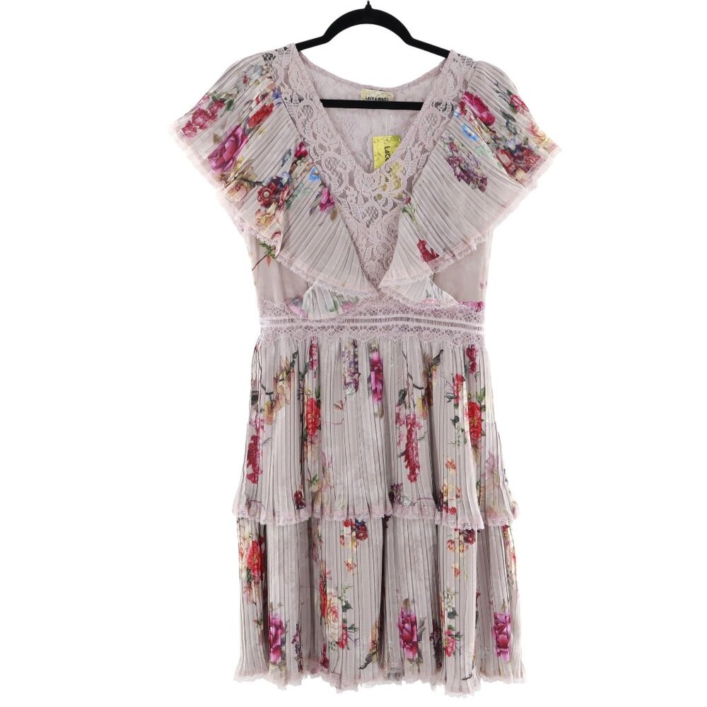Lace &‎ Beads Crimson Dress Women 10 Grey Garden Feminine Boho Fairy Grunge NWT